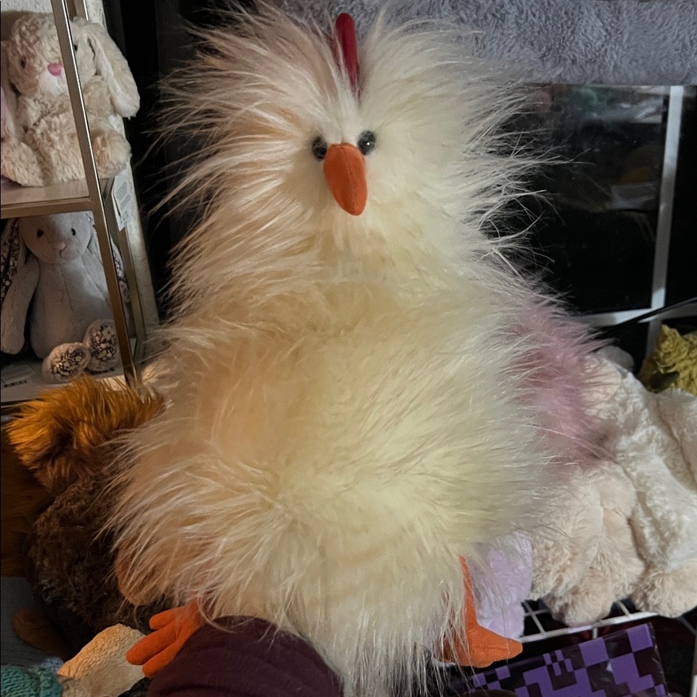Jellycat Fluffy Cream and Orange Chicken Plush